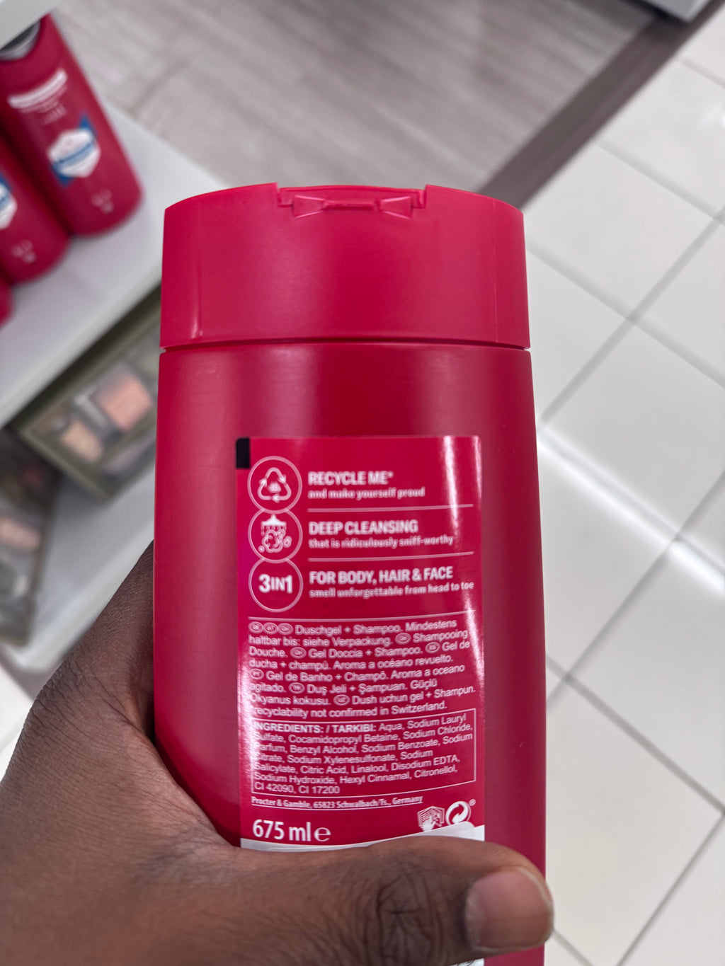 3 in 1 old spice body, hair and face wash.